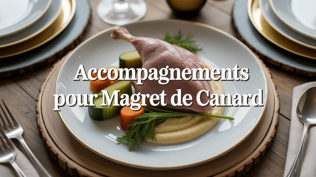 Accompagnement du magret de canard sur assiette raffinée