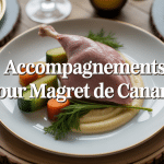 Accompagnement du magret de canard sur assiette raffinée