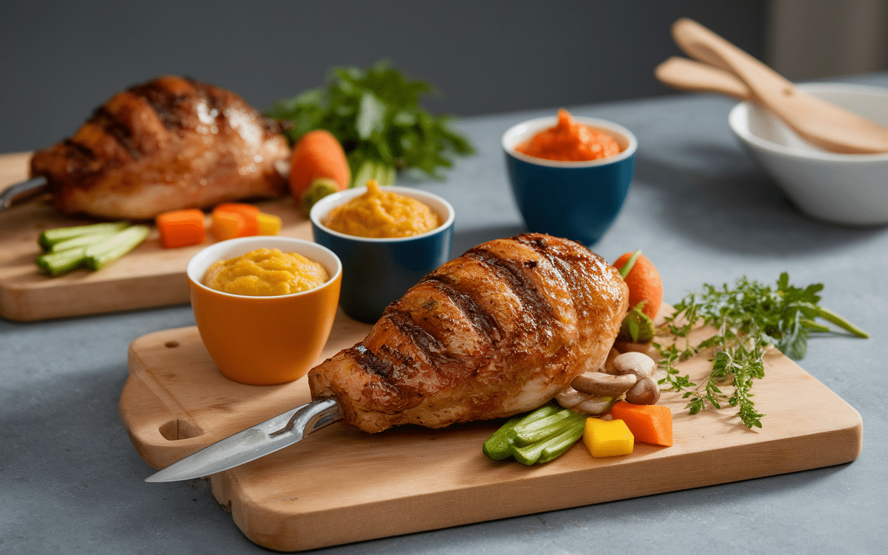 Accompagnement du magret de canard avec légumes frais et purées