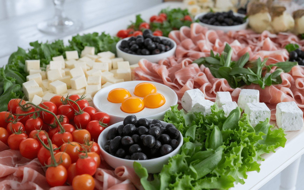 buffet avec quoi accompagner des oeufs mimosa et salades variées