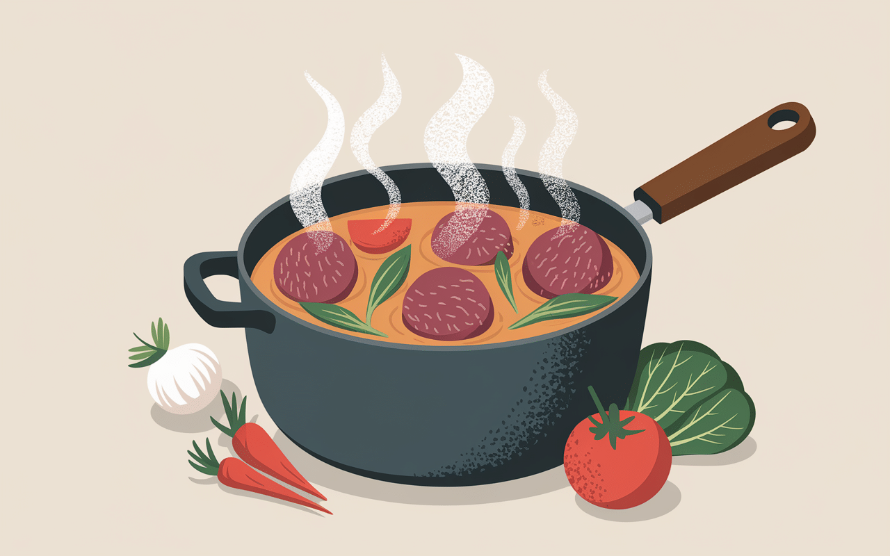 cuisson boulette couscous, bouillon et légumes