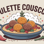 plat boulette couscous, légumes, semoule, épices