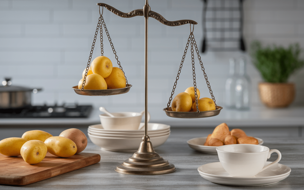 combien de pomme de terre par personne portions sur balance de cuisine