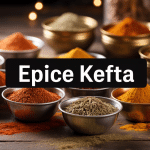 Assortiment epice kefta en poudre sur table bois