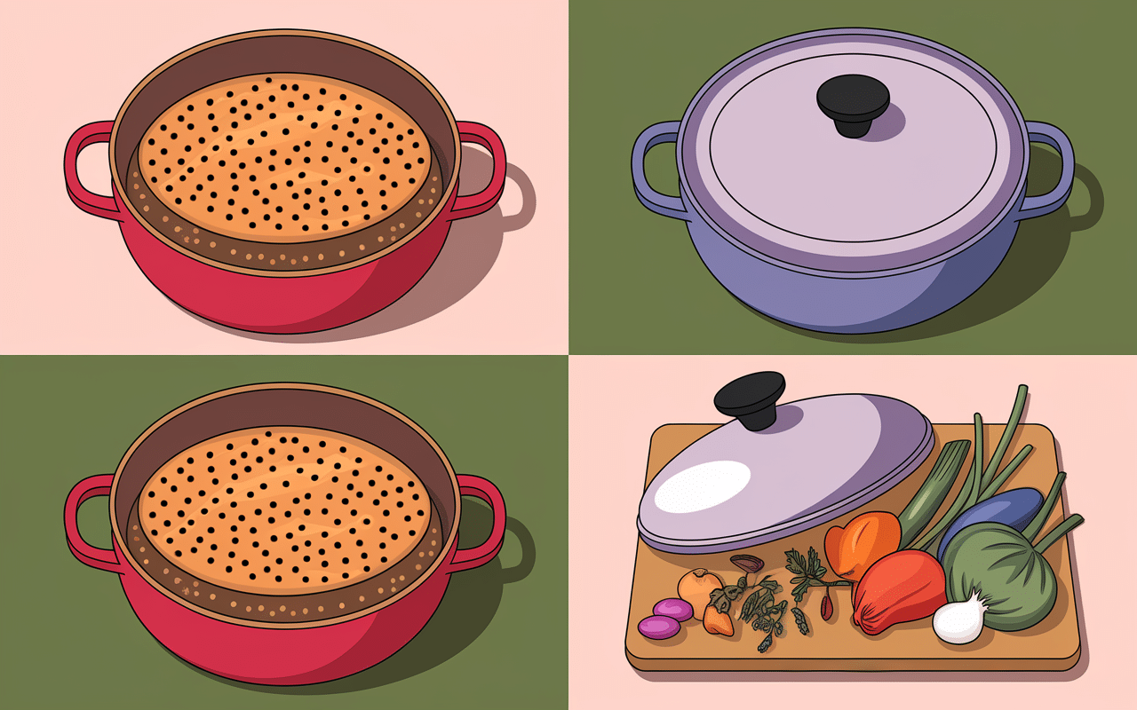 pintade en cocotte dorée légumes préparation infographie