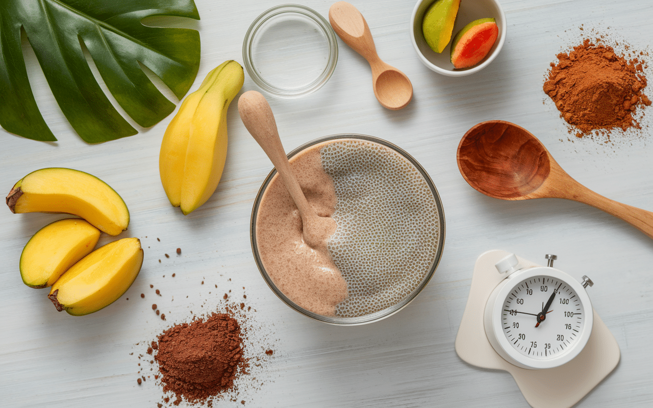 preparation cuisine graine de chia lait de coco pudding