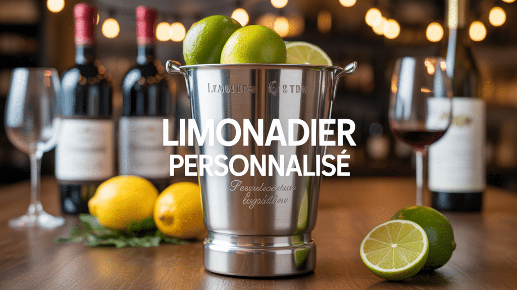 limonadier personnalisé gravé sur table avec vin