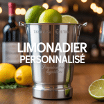 limonadier personnalisé gravé sur table avec vin