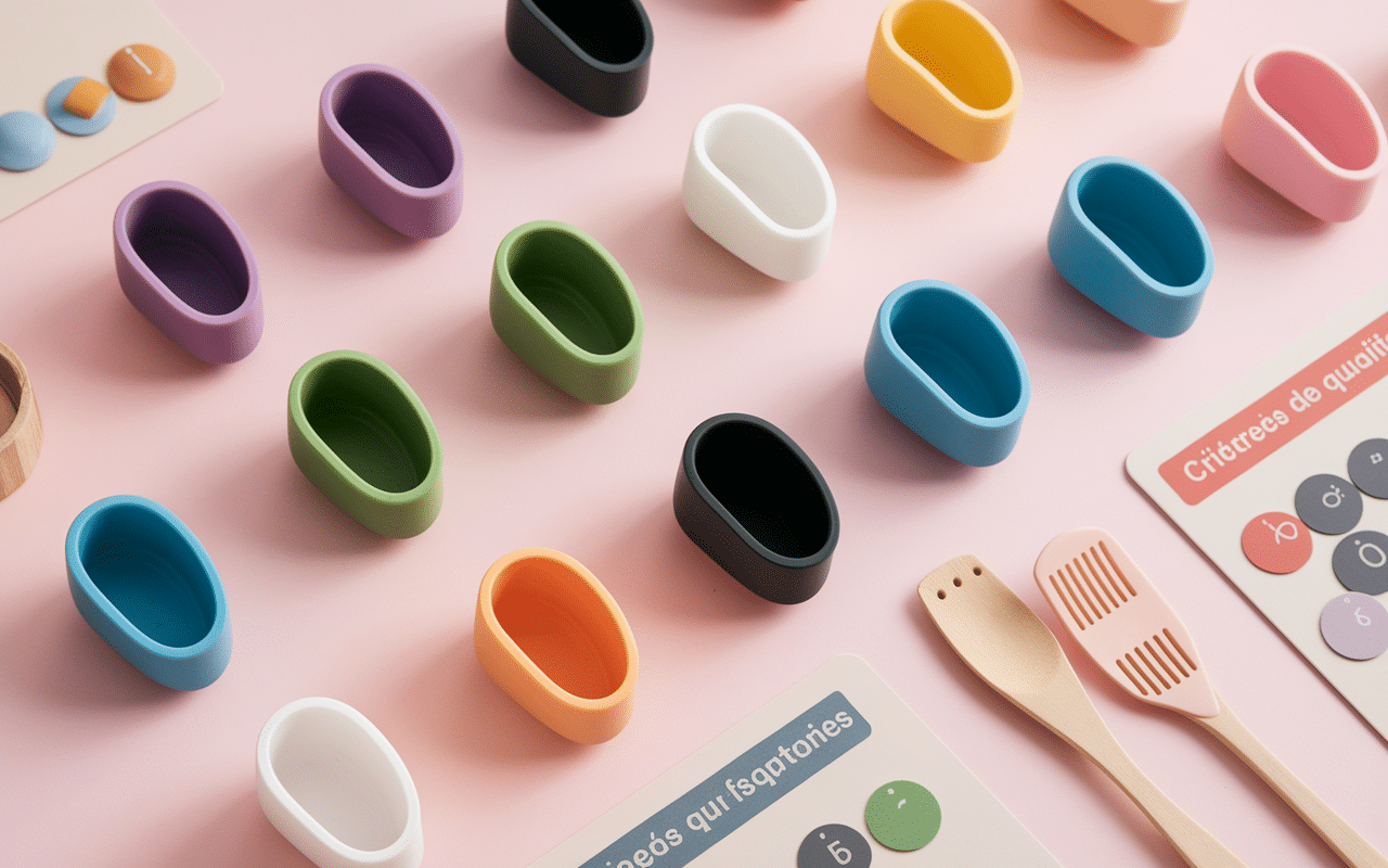 Différents moules silicone coeur et ustensiles cuisine