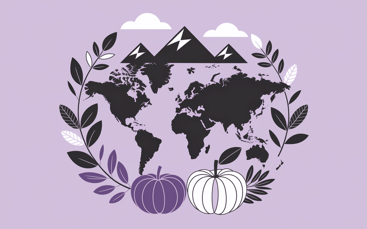 Pommes noires sur carte du monde