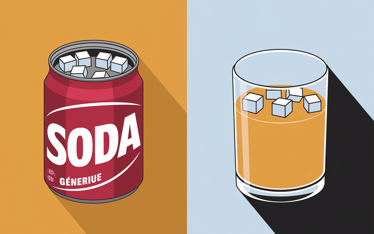 Comparaison consommation soda yaourt en cubes poids d'un carré de sucre