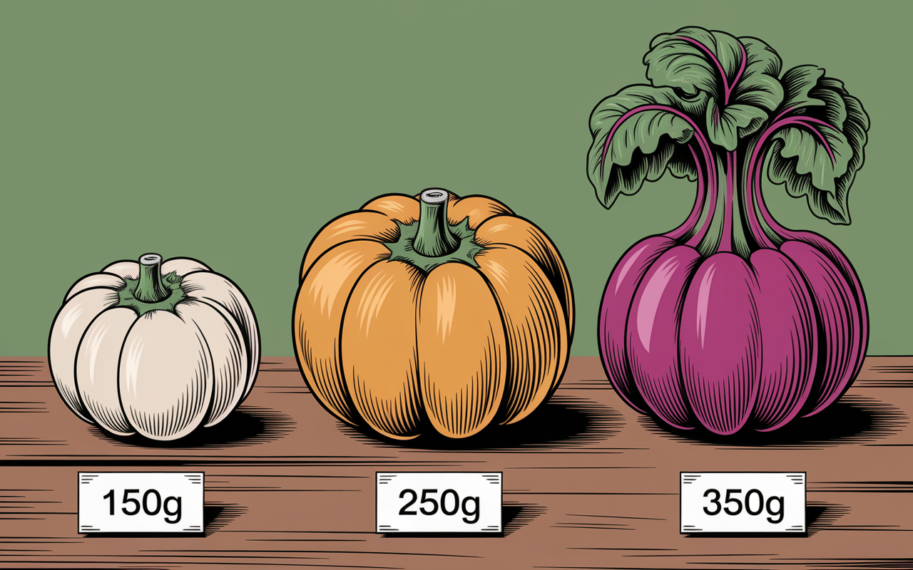 Poids poireau 150g 250g 350g alignés