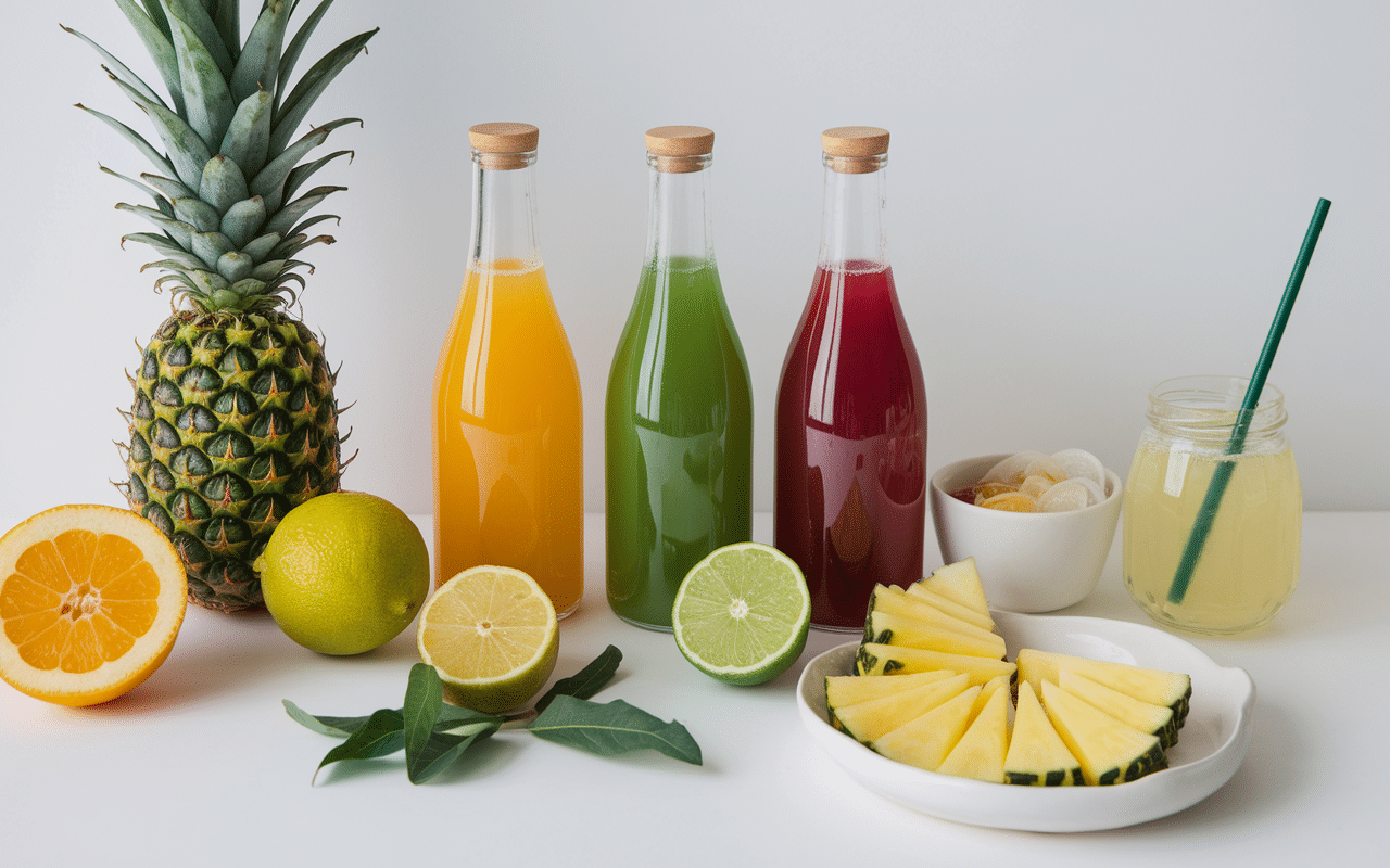 ingrédients frais et colorés pour punch sans alcool
