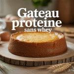 recette gâteau protéiné sans whey avec ingrédients naturels sur planche