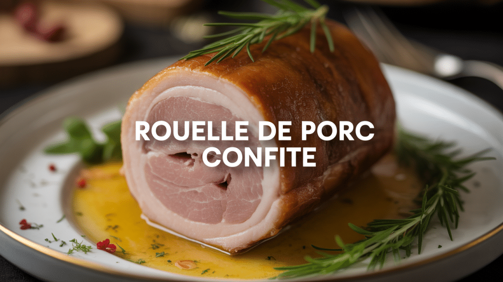 rouelle de porc confite dorée sur plat blanc