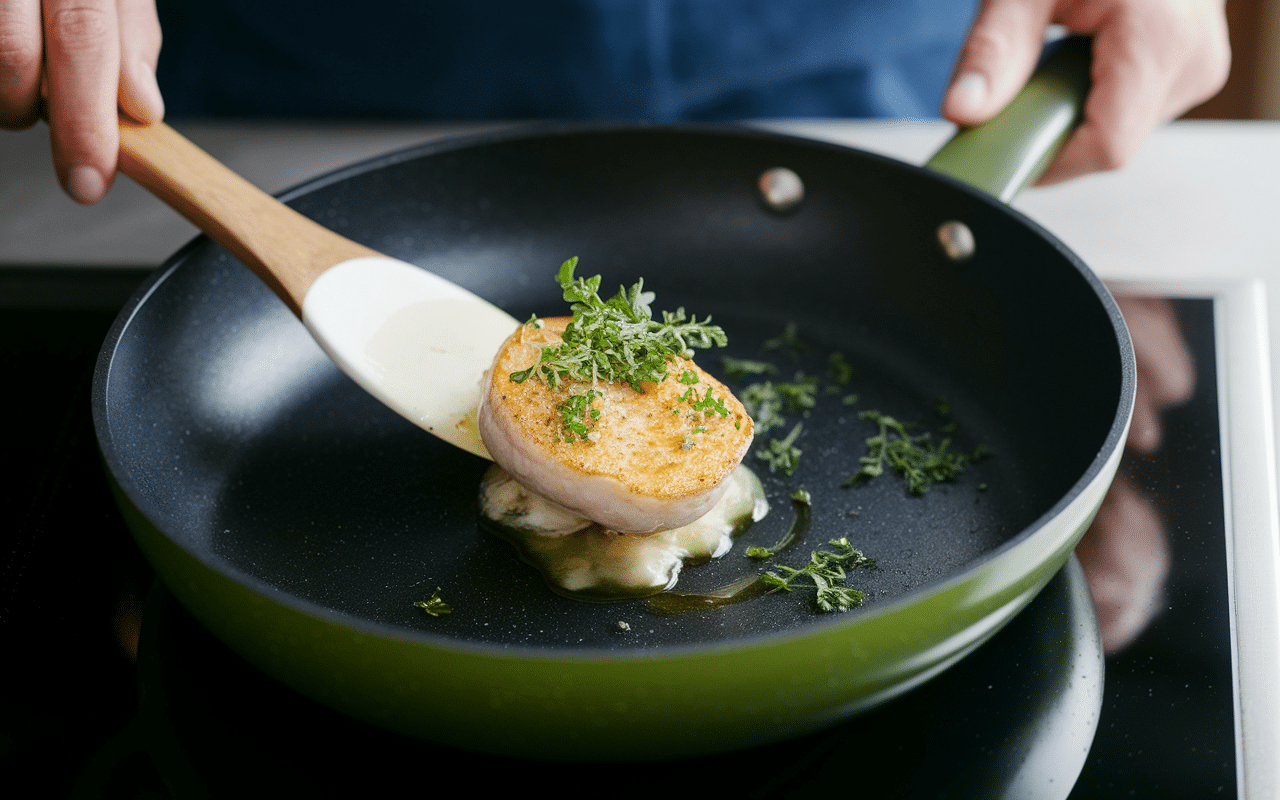 Temps de cuisson paupiettes de porc à la poêle, spatule retourne paupiette dorée