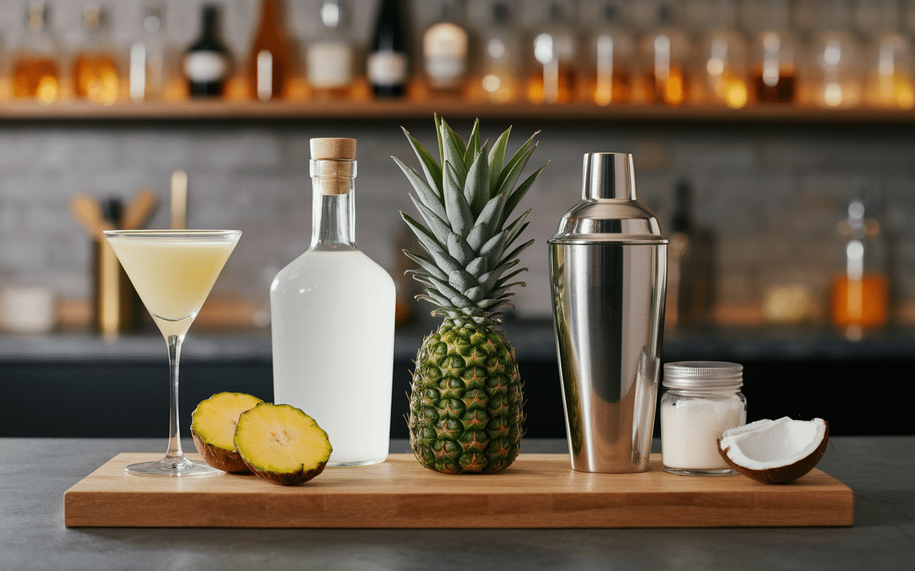 vrai recette piña colada ingrédients sur comptoir