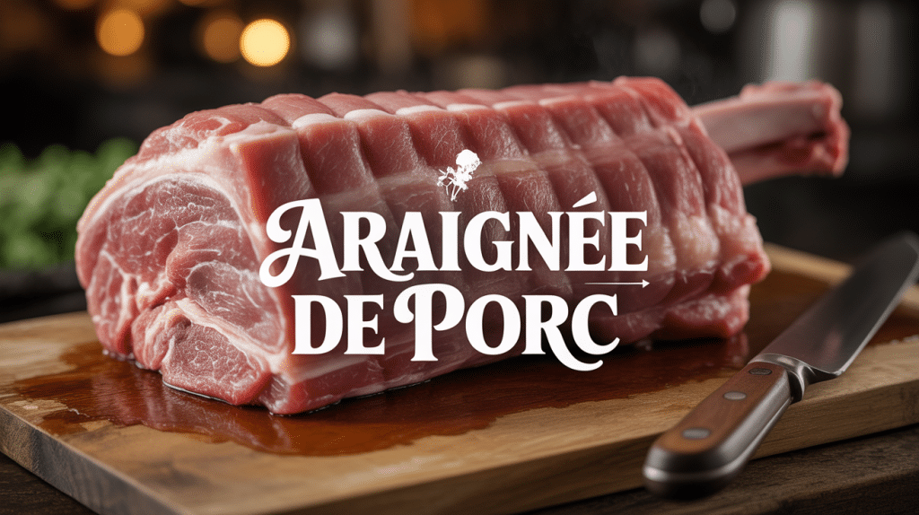 Araignée de porc crue aspect fibreux sur planche