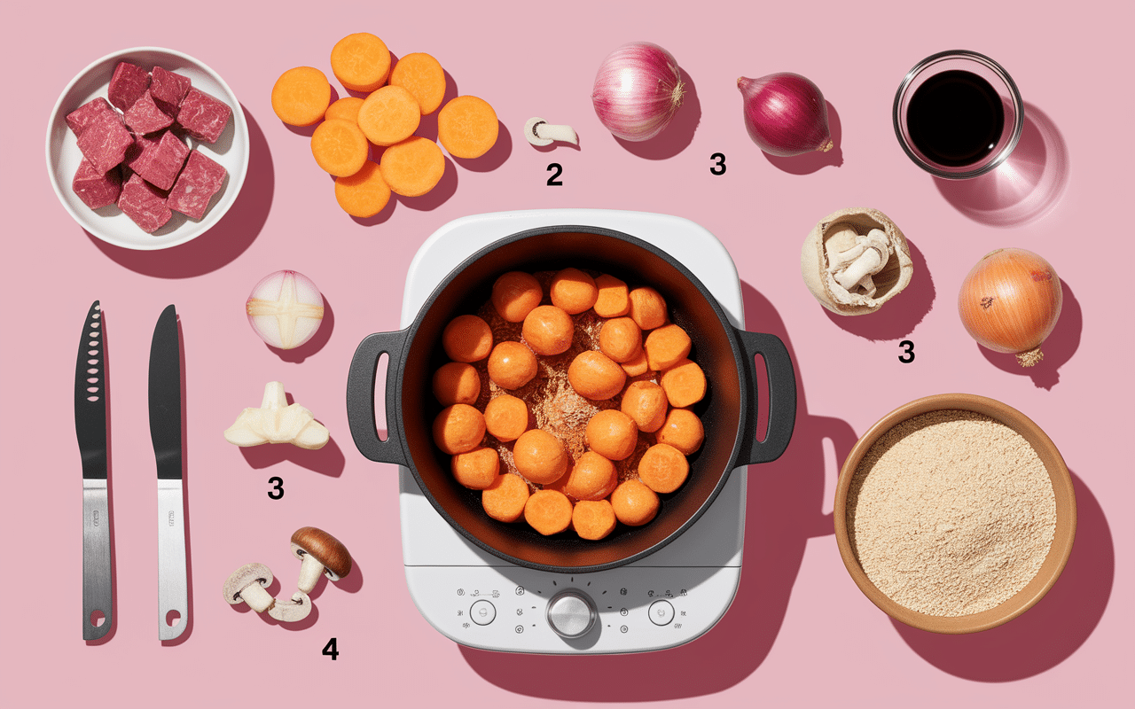 boeuf bourguignon cookeo préparation ingrédients multicuiseur