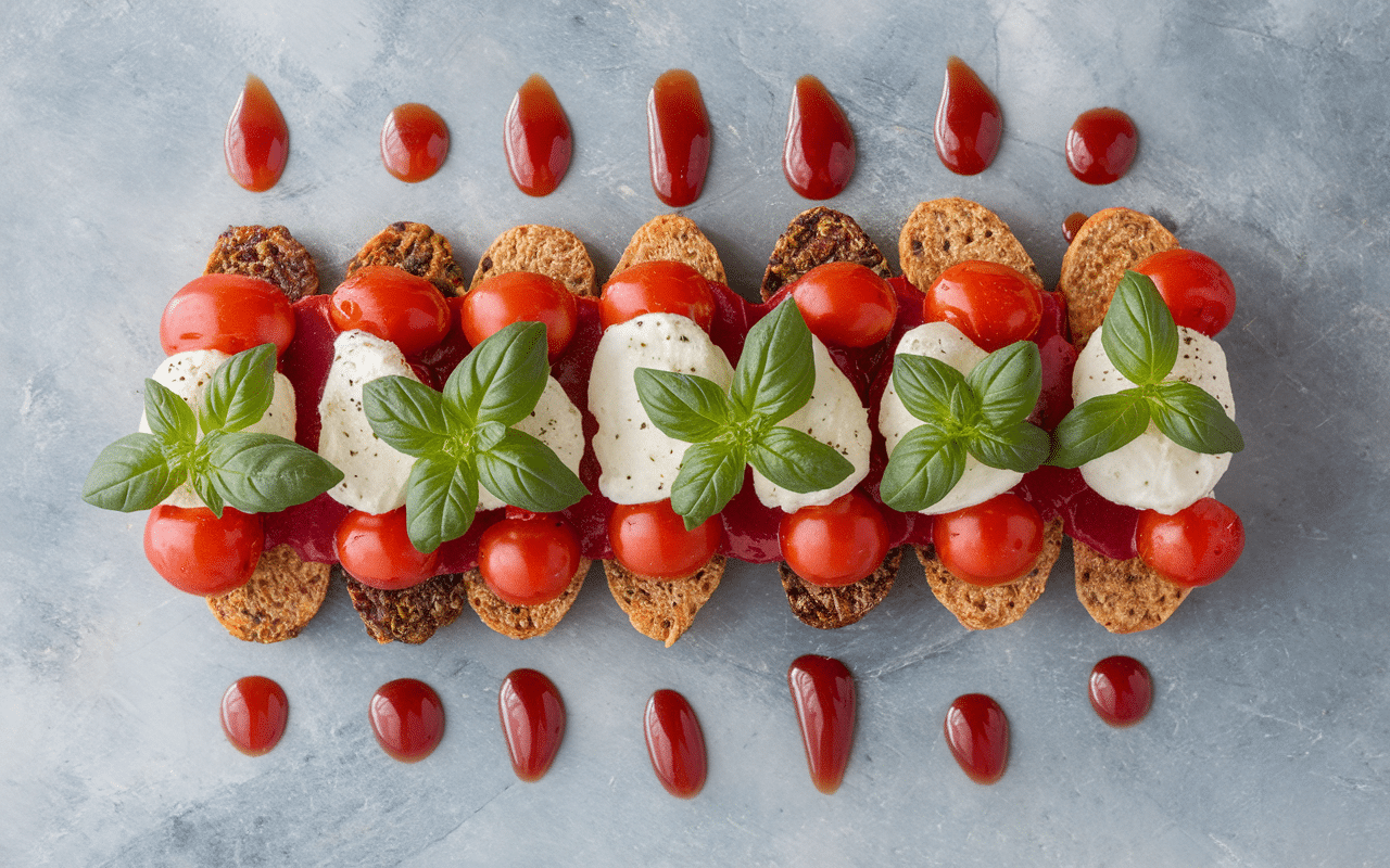 Gros plan brochettes tomate mozzarella fraîches
