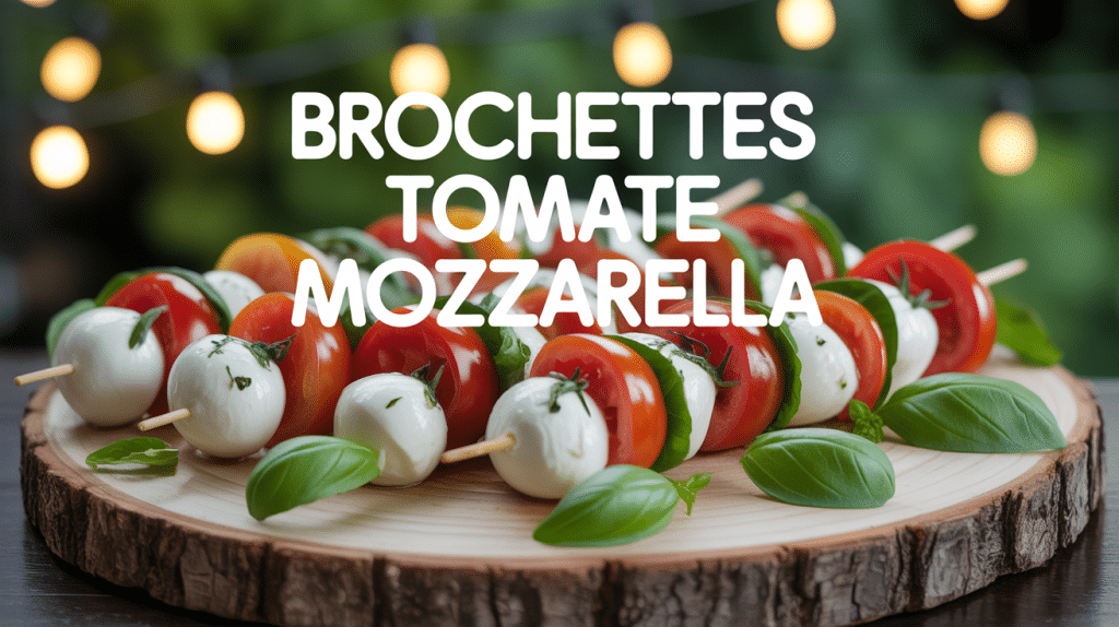 Plateau de brochettes tomate mozzarella colorées