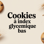 cookies ig bas dorés sur assiette avec farines et graines