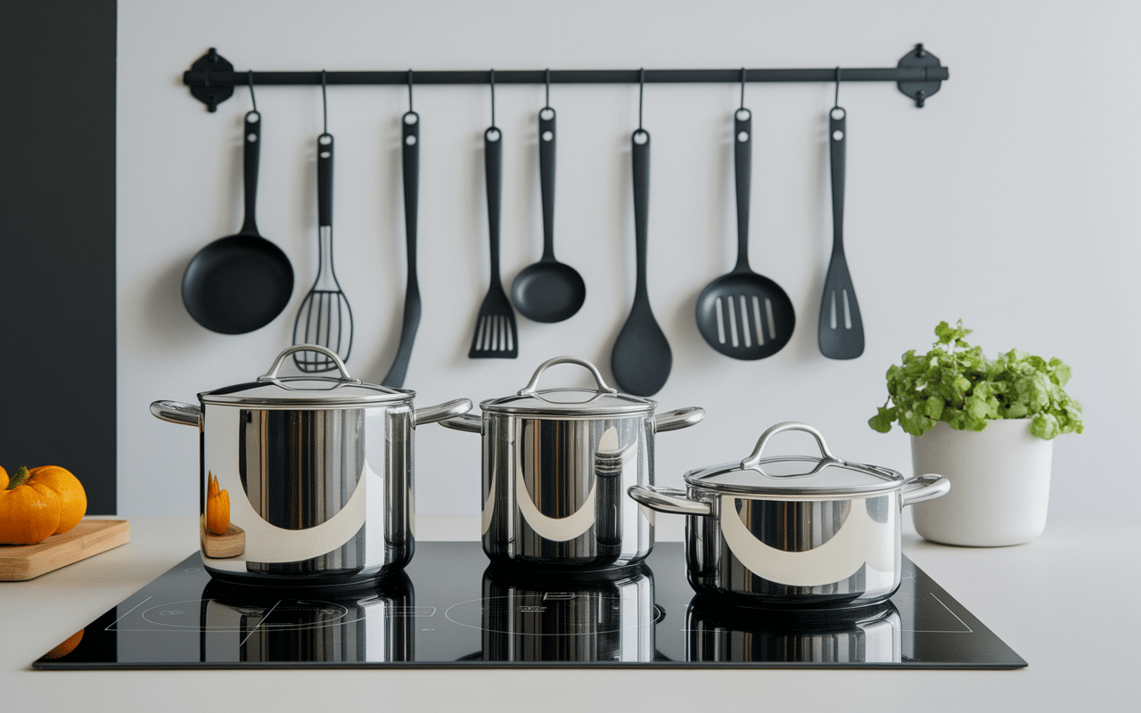 Casseroles cuisinox inox empilées