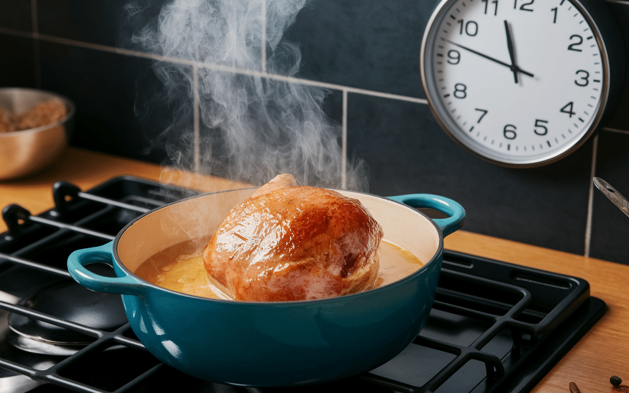 Poitrine de porc confite cocotte four cuisson lente