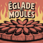 illustration eglise de moule sur planche avec flammes