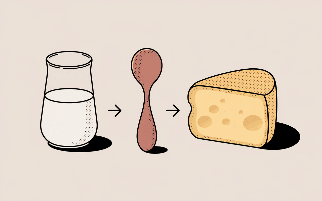 schéma enzyme coagulante halal lait vers fromage