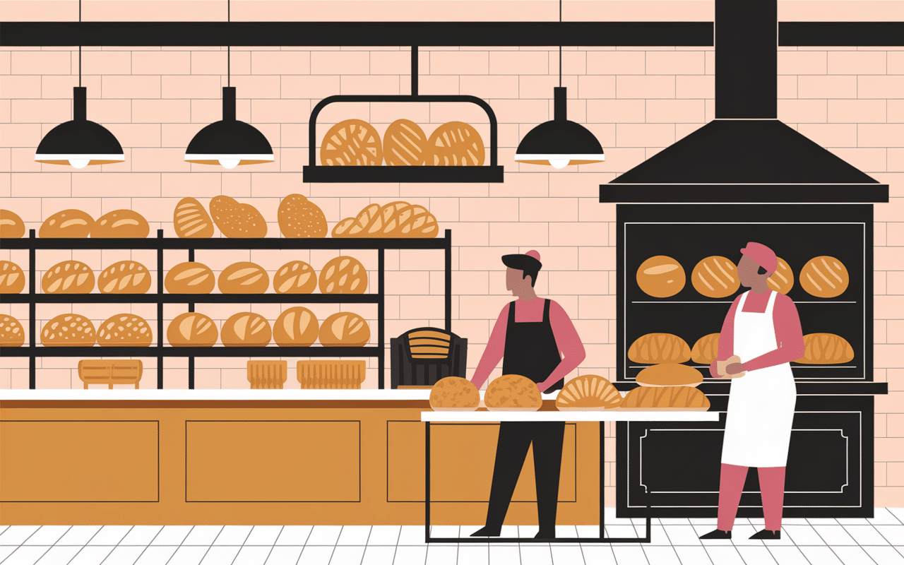 Intérieur boulangerie Heudebouville comptoir pains