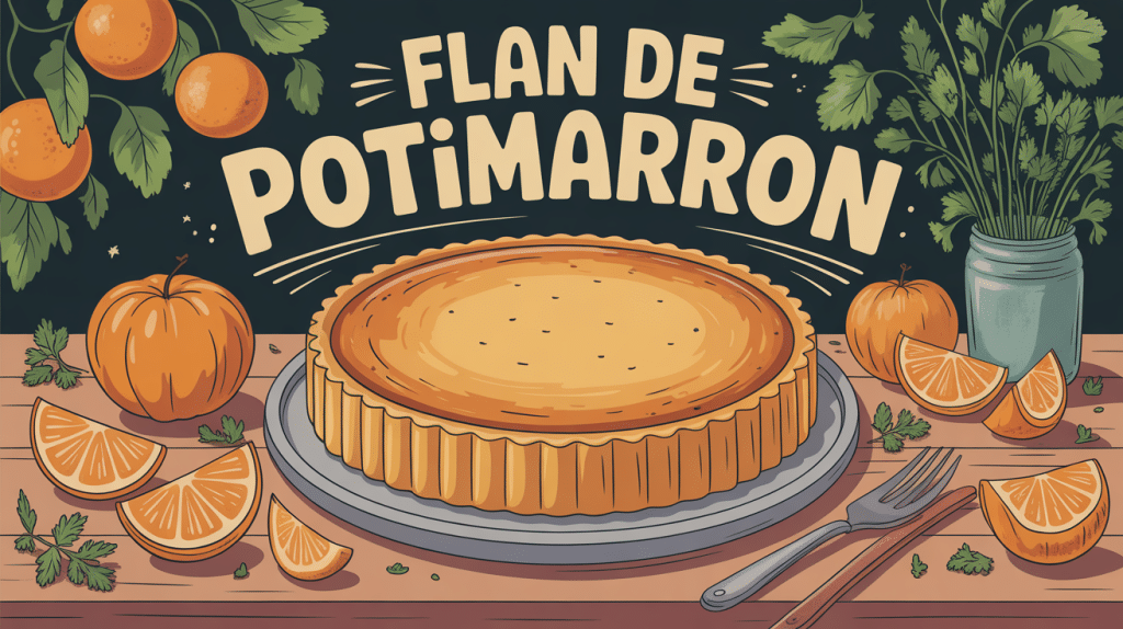 flan de potimarron doré sur table bois