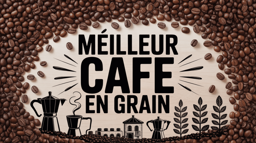 Grains de meilleur café en grain sur bois avec tasses et moulins