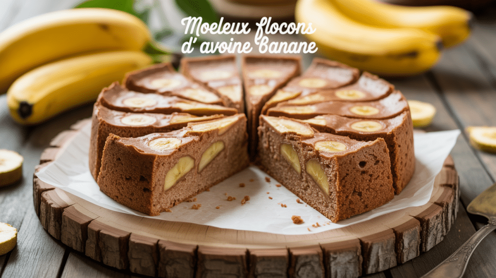 moelleux flocons d’avoine banane tranché sur planche