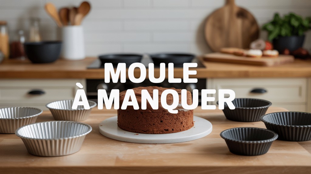 Moule à manquer multiples et gâteau doré sur plan de travail