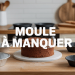 Moule à manquer multiples et gâteau doré sur plan de travail
