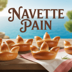 Navette pain dorée sur table avec huile d'olive et herbes