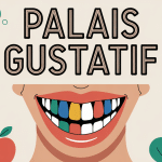 Illustration palais gustatif papilles langue et aliments