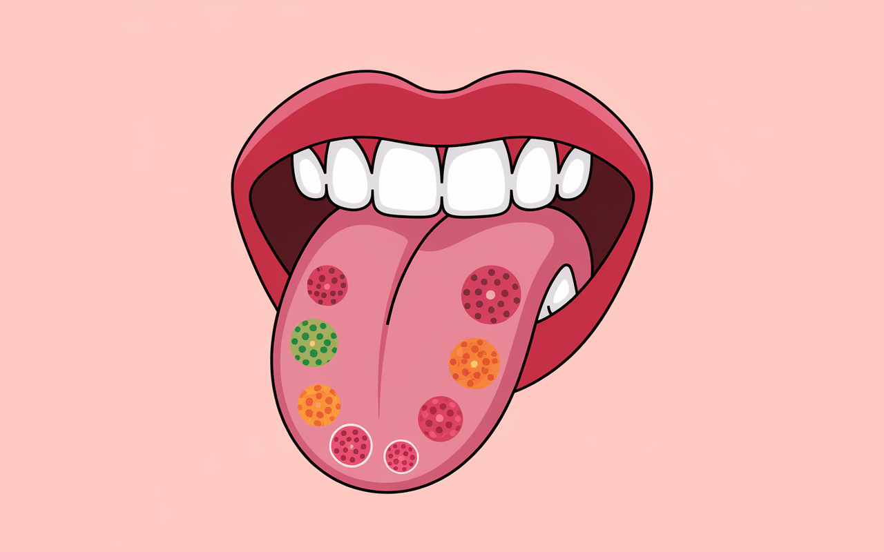 Schéma palais gustatif papilles zones sucre sel amer