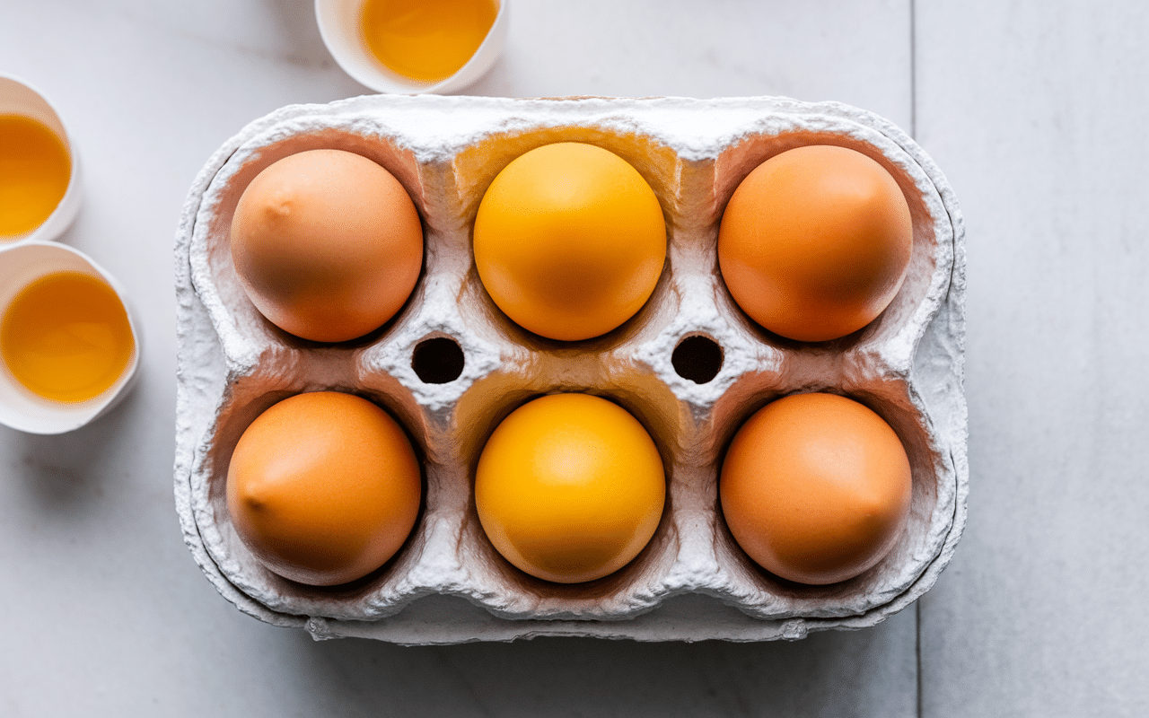 pates aux oeufs crues et cuites côte à côte