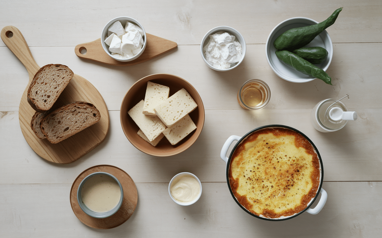 Ingrédients pour croute savoyarde sur plan de travail
