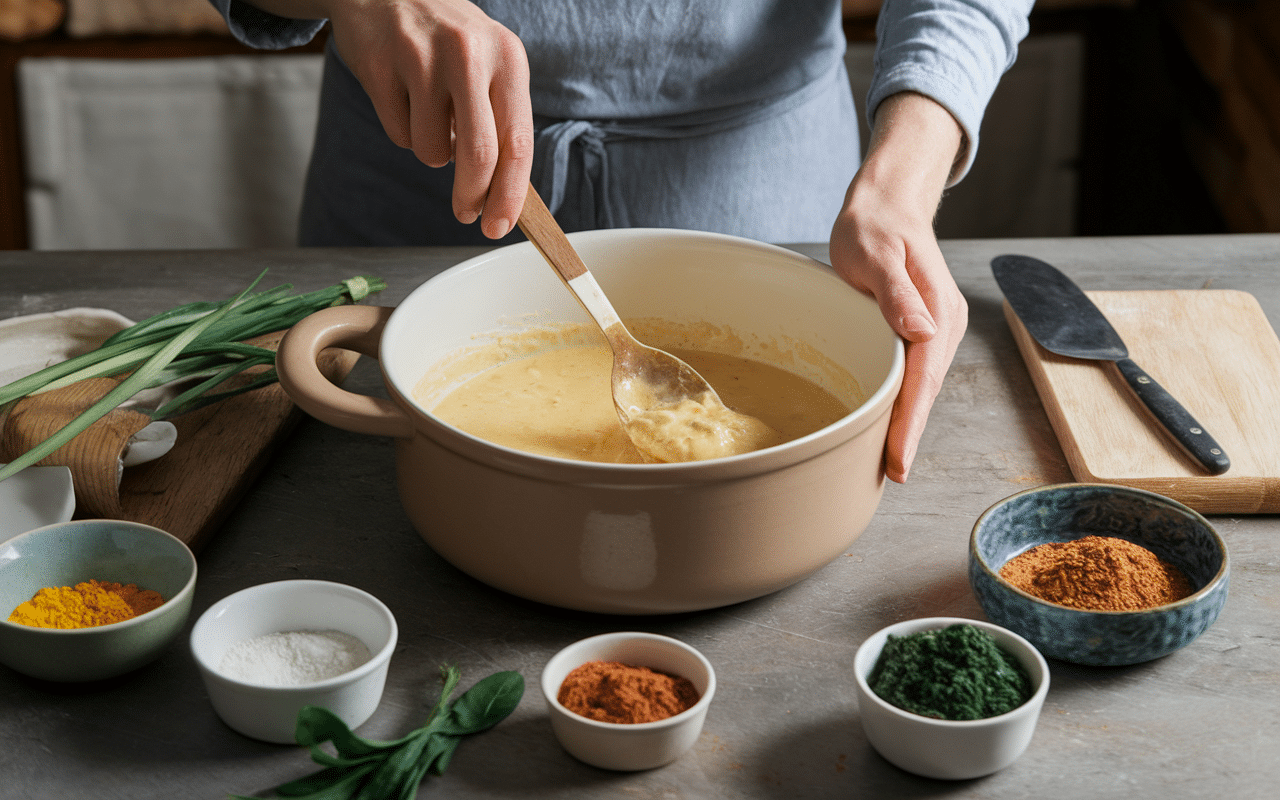 Préparation maison sauce big tasty dans cuisine chaleureuse