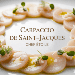 Recette carpaccio saint-jacques chef étoilé dressage restaurant