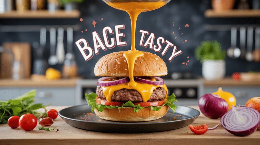 Burger gourmet sauce big tasty en cuisine moderne