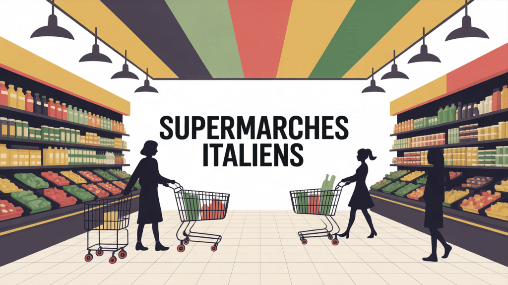 supermarche italie rayons clients illustration