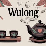 the wulong illustration théière et feuilles de thé