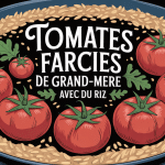 Tomates farcies recette de grand-mère avec riz plat chaud rustique