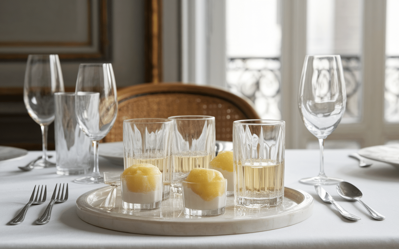 Trou normand recette plateau verres sorbet et alcool à la maison