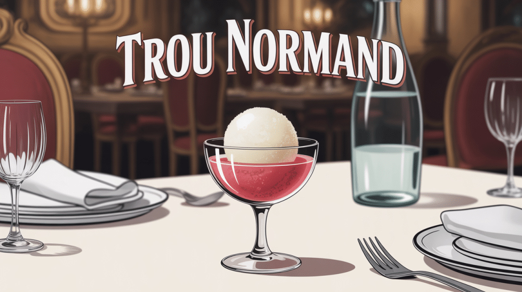 Trou normand recette verre sorbet et eau-de-vie sur table restaurant