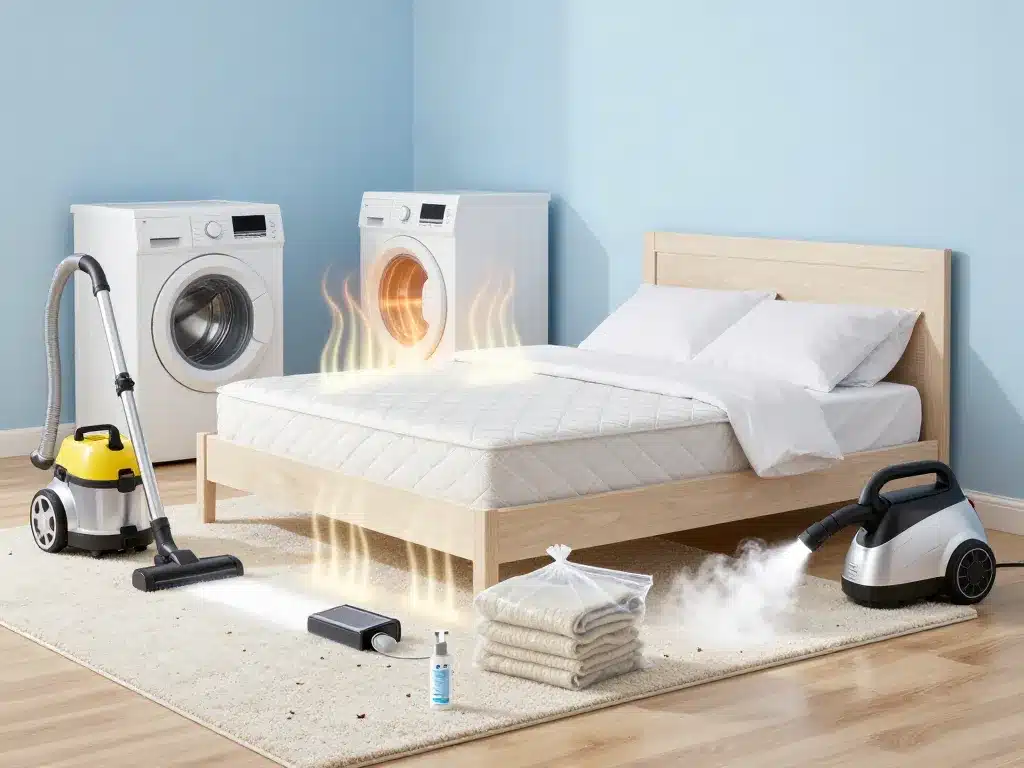 Scene outils contre anthrene de lit aspirateur lavage vapeur sachets poudre